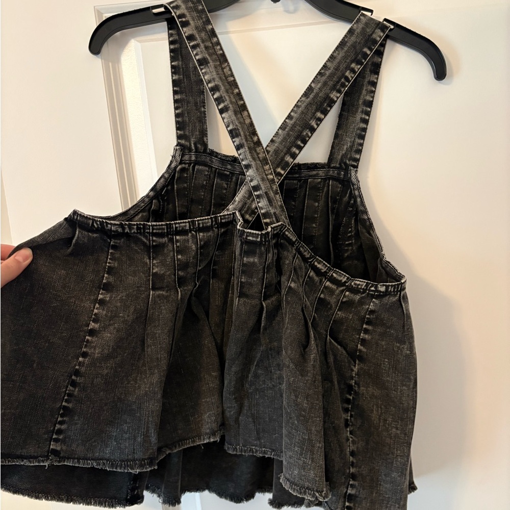 Free People Black Washed Denim Pinafore Tank Top - Picture 5 of 6